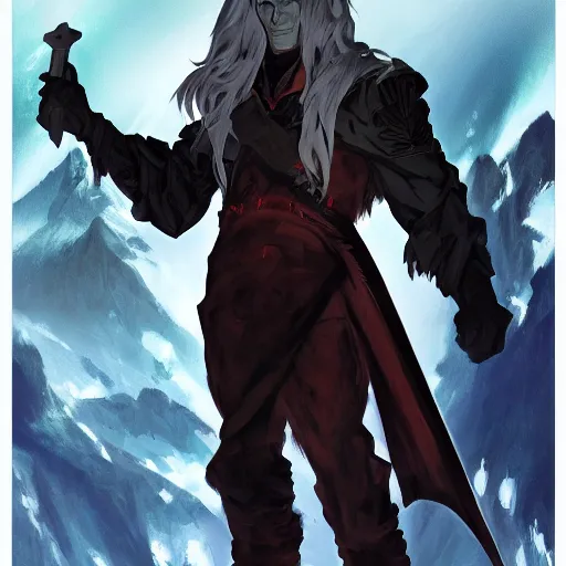 Image similar to drizzt do'urden ussr as kgb agent, by shigenori soejima, by frank frazetta, digital painting masterpiece, beautiful brush strokes, advanced lighting technology, symmetry