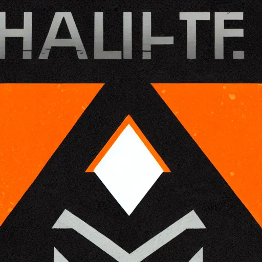 Image similar to Half Life 3 Logo, grainy, cracked, gradient, detailed, very detailed, heavily detailed, intricate details, intricately detailed, digital art, trending on artstation, 3D, studio quality lighting, dramatic lighting HD Quality, 4k resolution, 8k resolution, black background, Half Life 3 Logo is orange and is in the foreground, Realistic, Shiny Lighting, Shiny