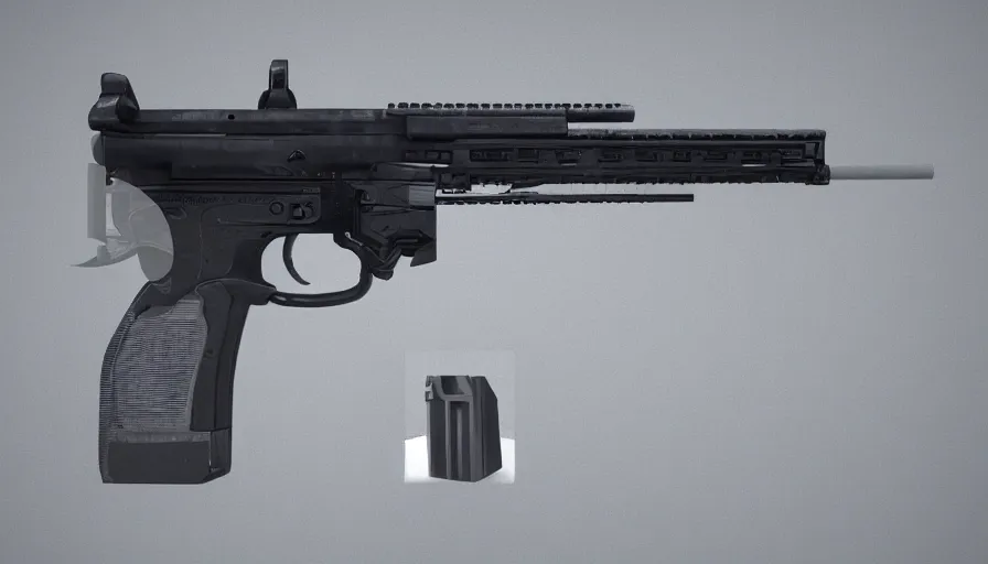 Prompt: a side view of futuristic gun design