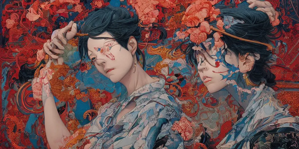 Prompt: orientalism painting by james jean and katsuhiro otomo and erik jones, inspired by akira anime, smooth texture, intricate oil painting, high detail illustration, sharp high detail, long exposure city pop