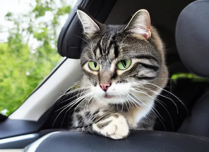 Image similar to a cat as an uber driver