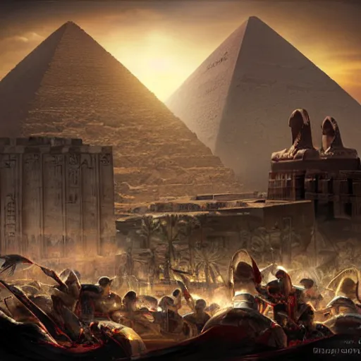 Image similar to rise of the egyptian empire by raymond swanland, highly detailed