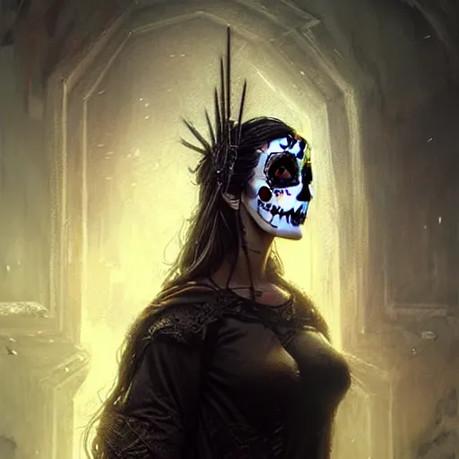 Image similar to day of the dead, character portrait, sharp, digital matte painting, art by luis royo, greg rutkowski, wlop, dramatic lighting, trending on artstation