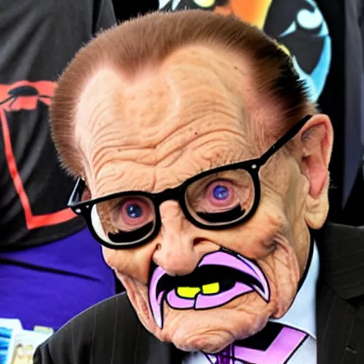 Image similar to larry - king dressed like skeletor as wario or waluigi comic - con comic - book drawing from mad - magazine