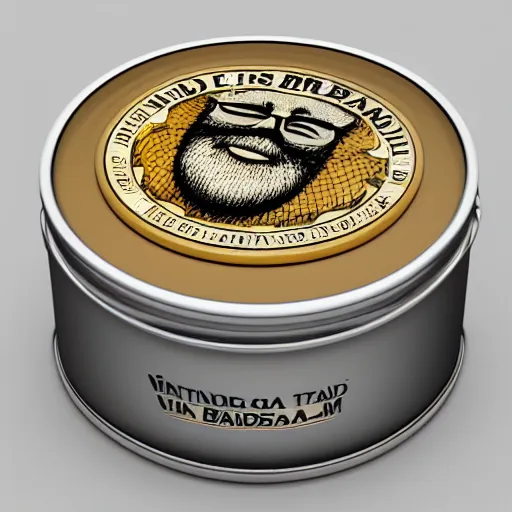 Image similar to 3 d render of vintage looking beard balm tin