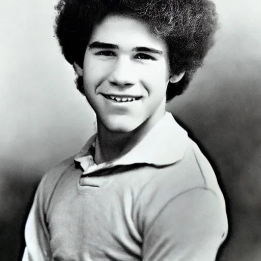 Prompt: photo of Bob Ross, age 15