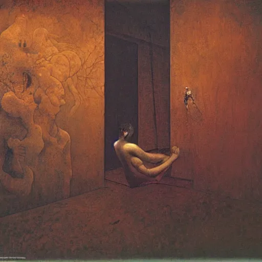 Image similar to room by Saudek and Beksinski