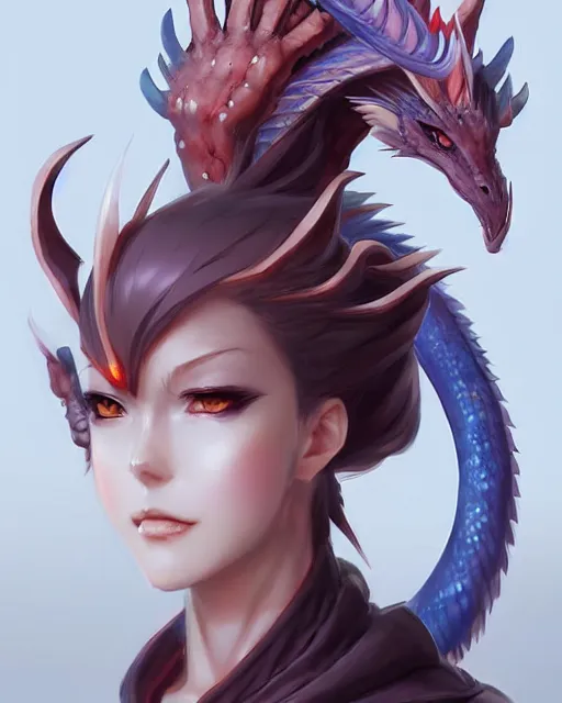 Prompt: character concept art of an anime dragon lady | | cute - fine - face, pretty face, realistic shaded perfect face, fine details by stanley artgerm lau, wlop, rossdraws, james jean, andrei riabovitchev, marc simonetti, and sakimichan, tranding on artstation