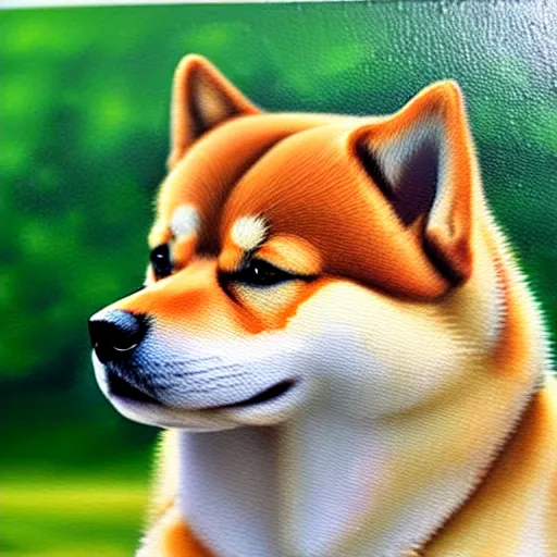 Image similar to epic professional oil painting of a shiba inu dog, epic, stunning, gorgeous, intricate detail, much wow, 4K, masterpiece