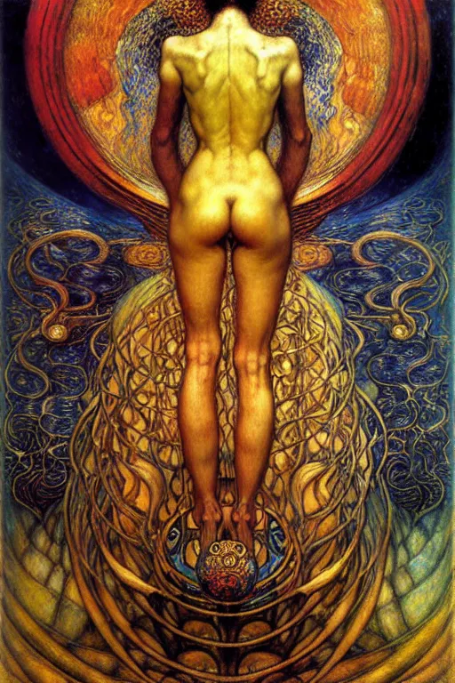 Image similar to Divine Chaos Engine by Karol Bak, Jean Delville, William Blake, Gustav Klimt, and Vincent Van Gogh, symbolist, visionary