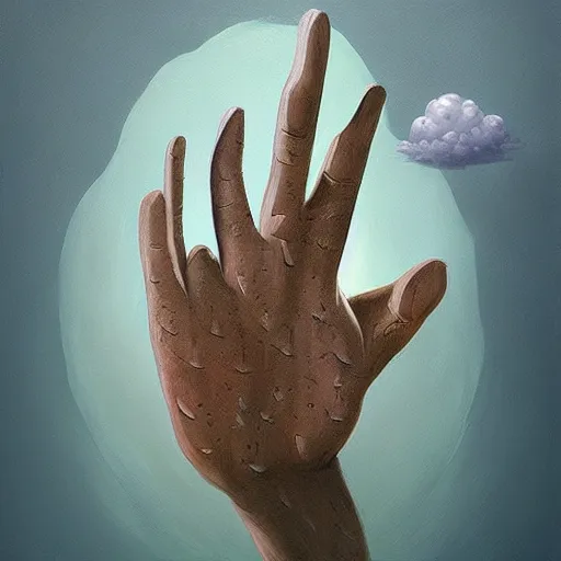 Prompt: recursive, painting hand, gediminas pranckevicius