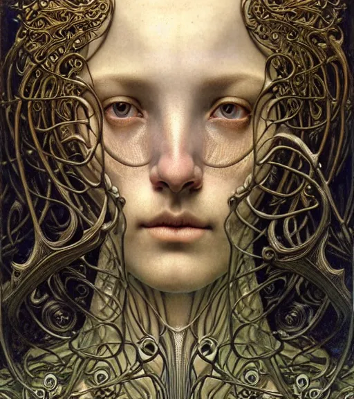 Prompt: detailed realistic beautiful young medieval robot face portrait by jean delville, gustave dore and marco mazzoni, art nouveau, symbolist, visionary, gothic, pre - raphaelite. horizontal symmetry by zdzisław beksinski, iris van herpen, raymond swanland and alphonse mucha. highly detailed, hyper - real, beautiful