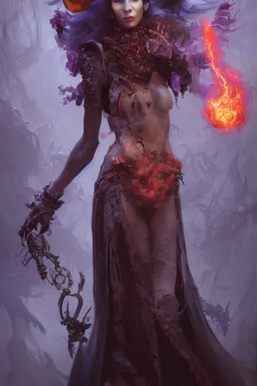 Image similar to beautiful girl necromancer, witch - doctor covered with velvet exploding into organic velvet, angels, 3 d render, hyper realistic detailed portrait, holding fire and ice, ruan jia, wlop. scifi, fantasy, magic the gathering, hyper detailed, octane render, concept art, peter mohrbacher