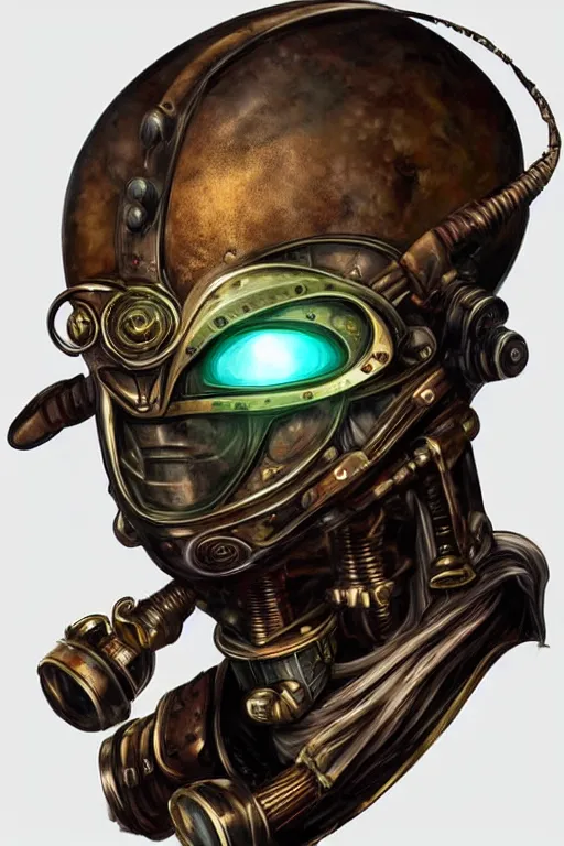 Image similar to steampunk helmet fantasy art mask robot ninja stylized digital illustration sharp focus, elegant intricate digital painting artstation concept art global illumination ray tracing advanced technology chaykin howard and campionpascale and cooke darwyn and davis jack