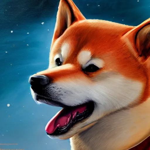 a painting of a shiba inu with dragon wings, hd, hdr, | Stable ...