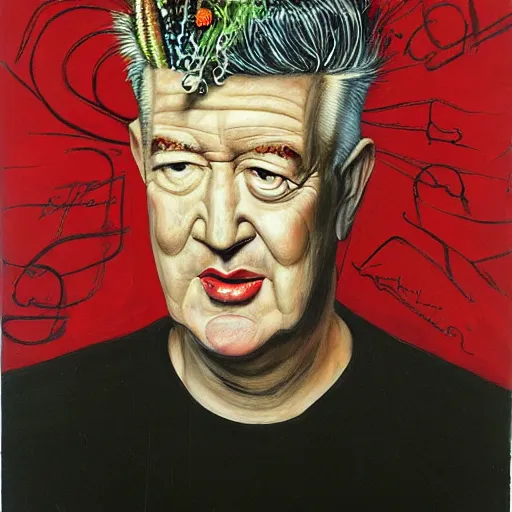 Image similar to painting of david lynch by arcimboldo