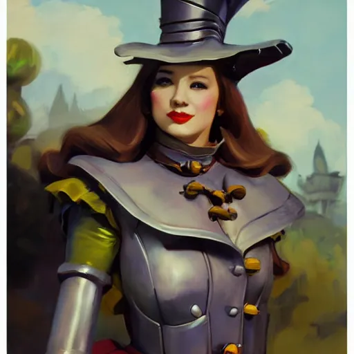 Image similar to greg manchess portrait painting of partially armored alice from alice in wonderland as overwatch character, medium shot, asymmetrical, profile picture, organic painting, sunny day, matte painting, bold shapes, hard edges, street art, trending on artstation, by huang guangjian, gil elvgren, ruan jia, randy vargas, greg rutkowski