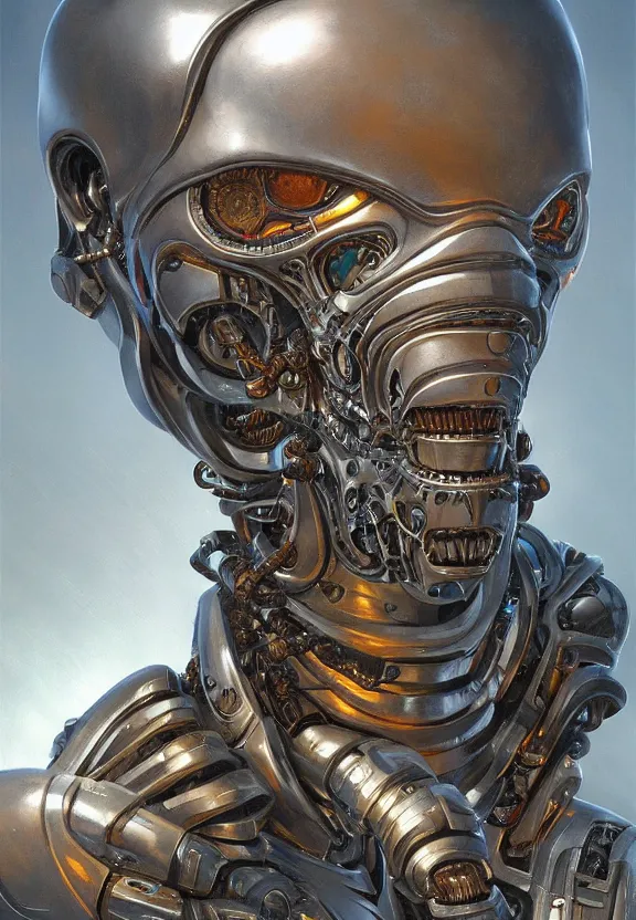 Prompt: perfectly centered portrait, front view of a biomechanical alien robot kali, symmetrical, concept art, intricate detail, volumetric shadows and lighting, realistic oil painting by tim hildebrandt and greg rutkowski,