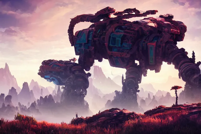 Image similar to tremortusk machine mecanical creature robot of horizon forbidden west horizon zero dawn bioluminiscence global illumination ray tracing hdr fanart arstation by ian pesty and alena aenami artworks in 4 k