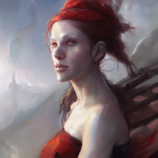 Prompt: a beautiful painting of a nord woman, by raymond swanland and jesper ejsing, featured on artstattion