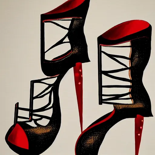 Image similar to high heel shoes in the style of salvador dali, highly detailed, studio lighting