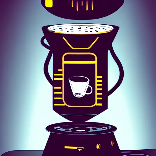 Prompt: monster coffee machine with hands and eyes drink cappuccino, 8 k, details, artstation trends, cyberpunk concept art