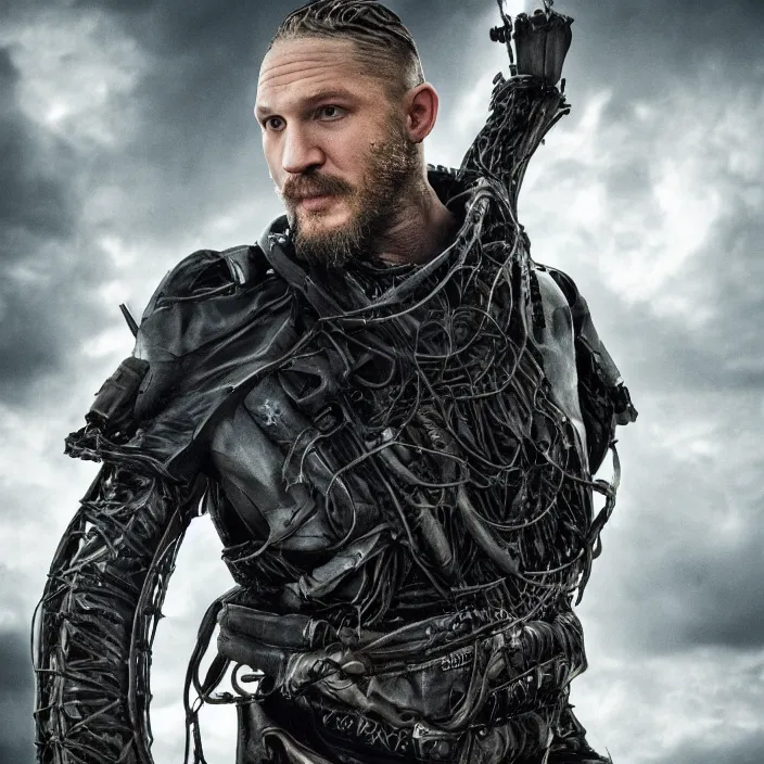 Image similar to professional photographic portrait of tom hardy as machiavelli vanquished scifi aliens strewn over the ground, renaissance style, fine art piece, incredible detail, vray rendering, high octane,