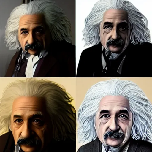Prompt: Albert Einstein cosplaying as Yennefer from the Witcher 3