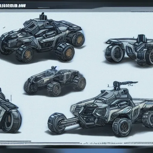 Image similar to concept art blueprint halo new atv vehicles