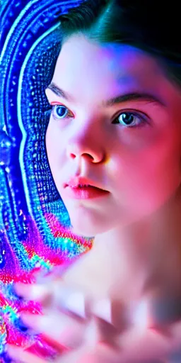 Image similar to portrait of a beautiful girl + anya taylor - joy floating under the deep dream water, colorful lighting + white petal, by personal photography, art by brookskim, closeup, 4 k, highly detailed, instagram,