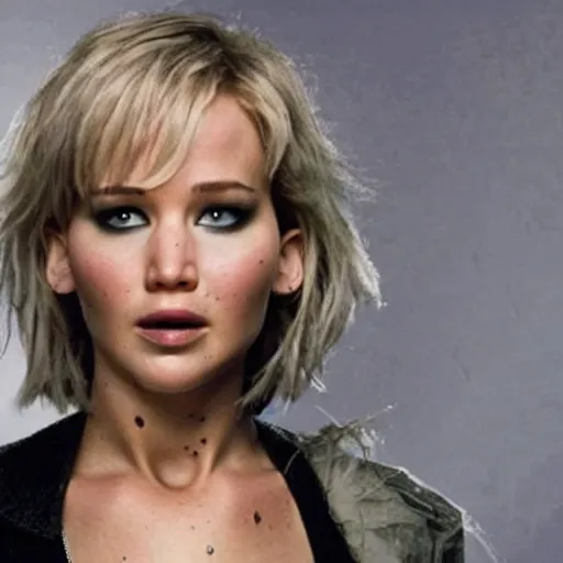 Image similar to promo photo of Jennifer Lawrence starring as Elize Scissors in a 2029 remake of Edward Scissorhands