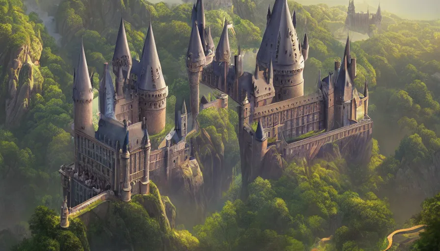 Prompt: A highly detailed matte painting of Hogwarts, the huge castle, by Studio Ghibli, Makoto Shinkai, by Artgerm, by beeple, volumetric lighting, octane render, 4K resolution, trending on artstation, masterpiece