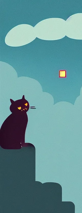 Image similar to “ lonely cat holding laser gun floating in clouds, digital art, super aesthetic, art station, cartoon novel style ”