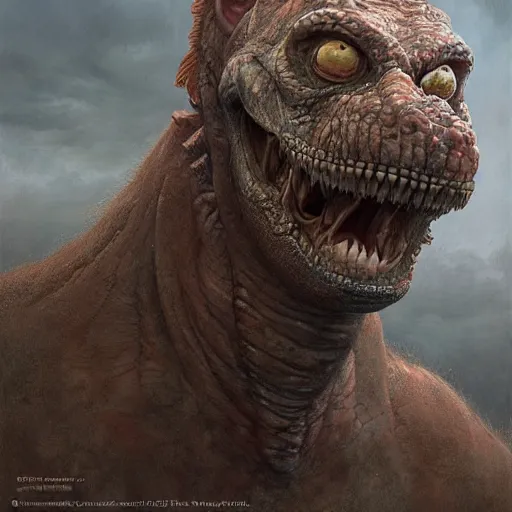 Image similar to vladimir putin, anthropomorphic bald prehistoric reptile, putin chimera, toothless, horror, macabre by donato giancola and greg rutkowski and wayne barlow and zdzisław beksinski, realistic face, digital art