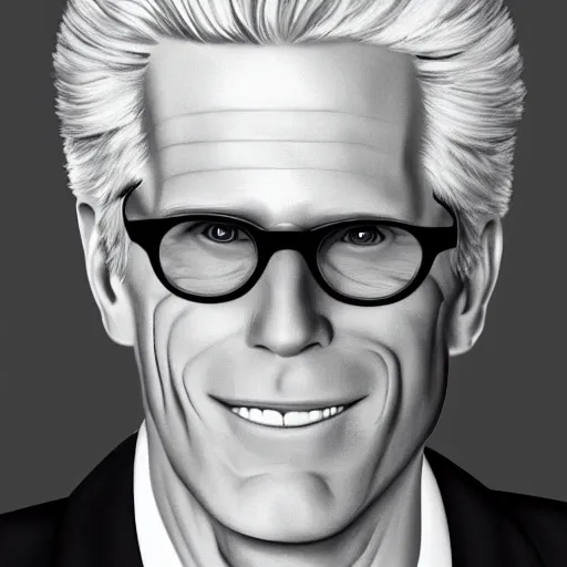 Prompt: minimalist portrait of ted danson, concept art, highly detailed in the style of nintendo, black background,