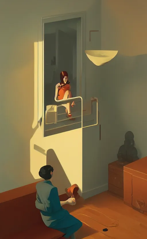 Prompt: love, surreal illustration, by atey ghailan and escher and edward hopper