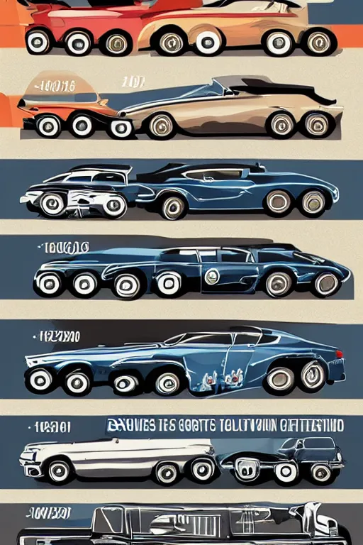 Image similar to illustration showing the evolution of cars