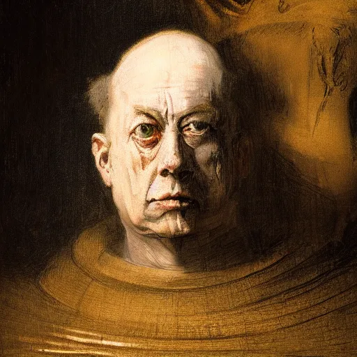 Prompt: nick land, portrait, by rembrandt