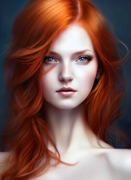 Image similar to portrait photo of a gorgeous young redhead woman with intricate detailed dragon eyes, in the style of stefan kostic, realistic, sharp focus, 8k high definition, insanely detailed, intricate, elegant, art by stanley lau and artgerm