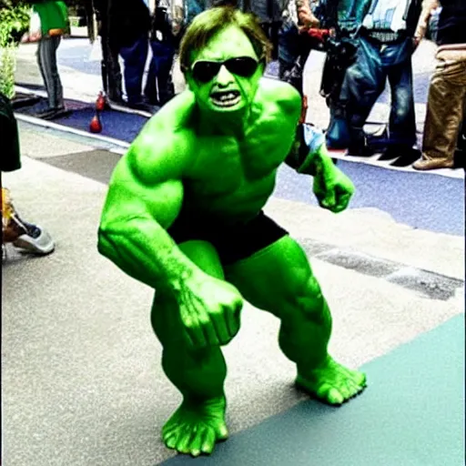 Image similar to stephen hawking cosplaying as the hulk, stephen hawking wearing a hulk costume, cosplay award winner