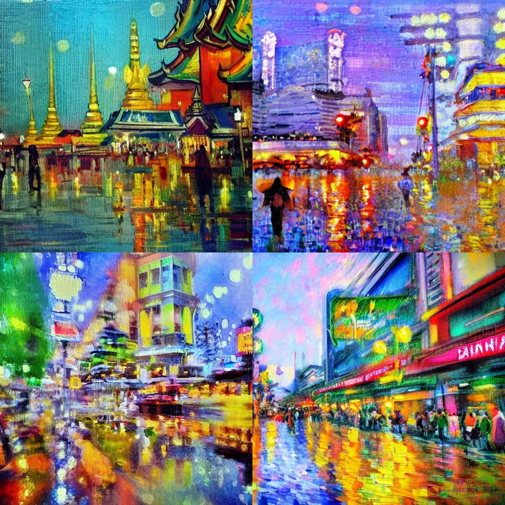 Prompt: impressionist painting of Bangkok