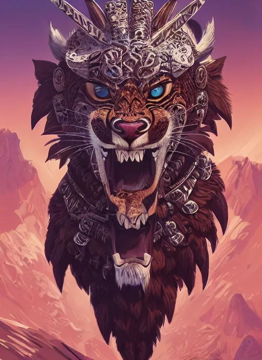 Image similar to a highly detailed illustration of fierce aztec jaguar warrior wearing white jaguar mane, heroic roaring wielding aztec sword pose, intricate, elegant, highly detailed, centered, digital painting, artstation, concept art, smooth, sharp focus, league of legends concept art, wlop