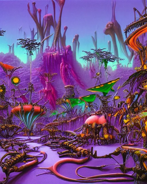 Image similar to rave party by roger dean, biomechanical, 4 k, hyper detailed