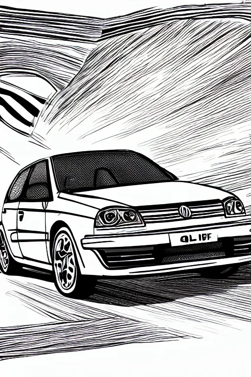 Prompt: 2 d outline illustration of a golf 2