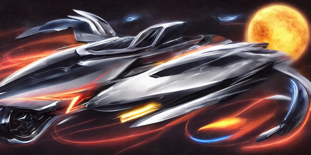 Prompt: chevrolet concept art warp speed space stars