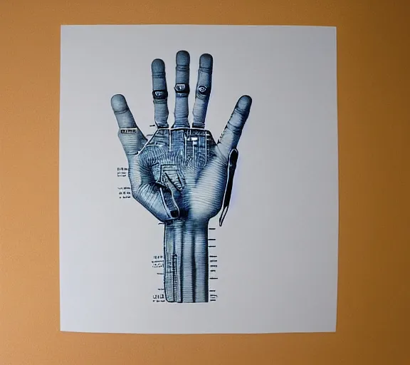 Prompt: human hand blueprint,