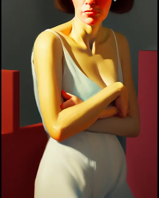 Image similar to portrait of a woman with a woman, clemente, francescomau wilson, edward hopper and james gilleard filonov, beautiful face, octane rendering