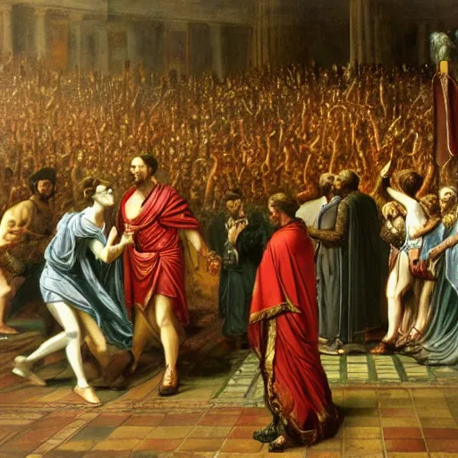 Prompt: the assassination of julius caesar, extremely detailed victorian painting,