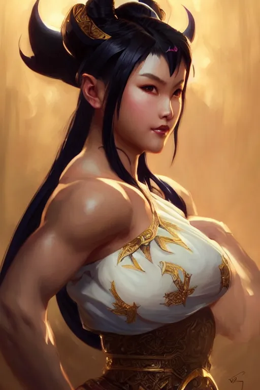 Prompt: beautiful chun li, full body shot, d & d, fantasy, intricate, elegant, highly detailed, digital painting, artstation, concept art, matte, sharp focus, illustration, hearthstone, art by artgerm and greg rutkowski and alphonse mucha