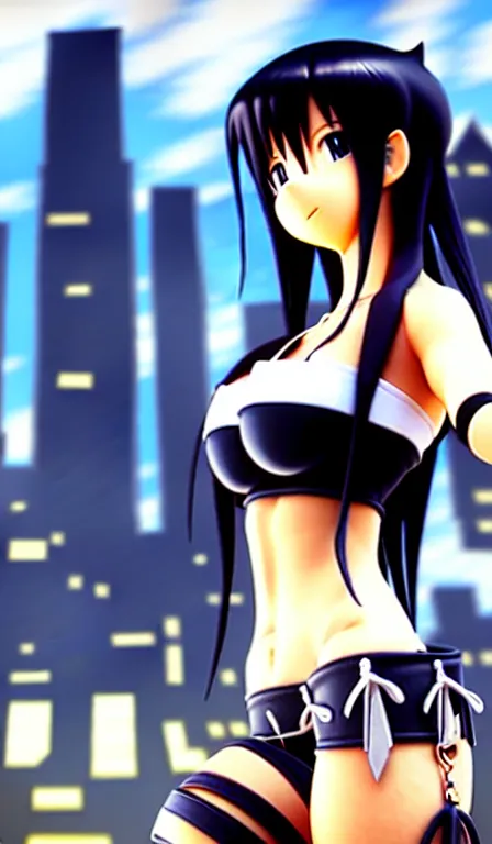 Prompt: anime fine details portrait of Tifa Lockhart in front of cyberpunk moder city landscape on the background deep bokeh, close-up view, anime masterpiece by Studio Ghibli. 8k, sharp high quality anime, artstation